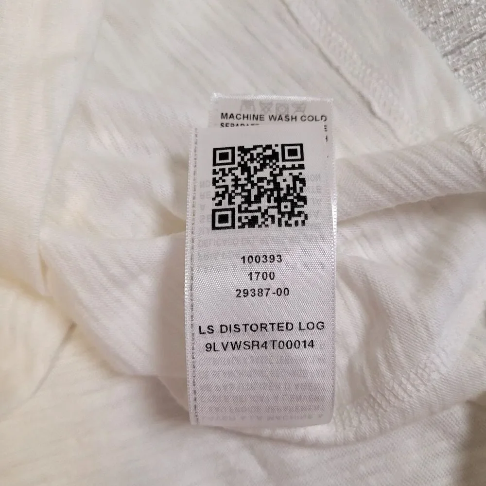 TRUE RELIGION Long Sleeve Shirt Sleeve Hits Optic White Unisex Medium *NEW* $79